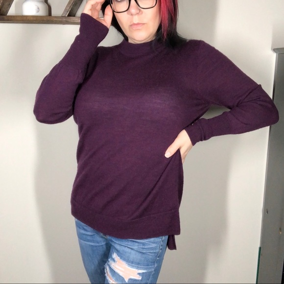 Badgley Mischka 100% Merino Wool purple Sweater - Sz L - Picture 2 of 15